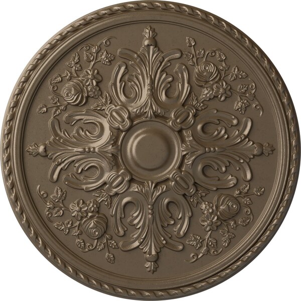 Ekena Millwork Bradford Ceiling Medallion (Fits Canopies up to 6 5/8"), Hand-Painted Warm Silver, 32 5/8"OD x 2"P CM32BRWSS - main